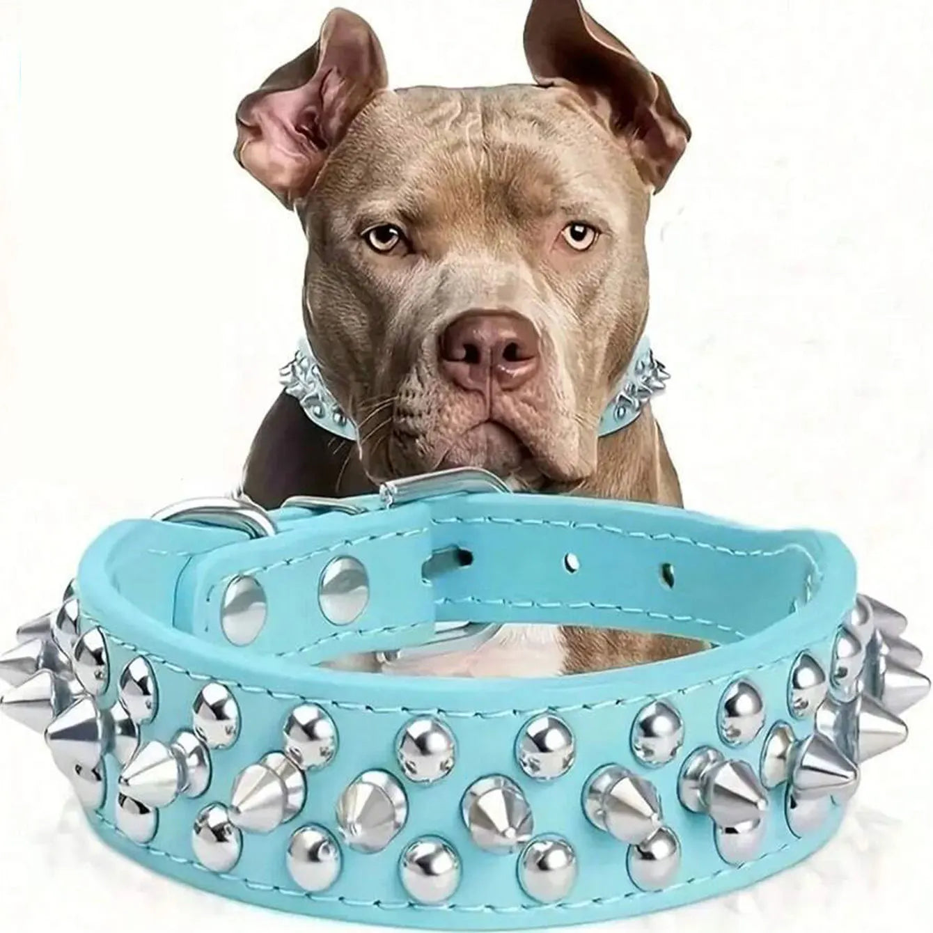 CP037--pet dog adjustable rivet collar, anti-bite neck protect collar used of durable PU leather and rust resistant metal rivet
