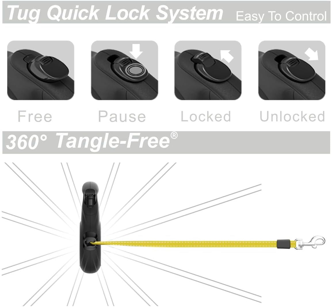 Tiny 360° Tangle-Free Reflective Retractable Dog Leash | Cat Leash | 10 Ft Strong Nylon Tape (Tiny)