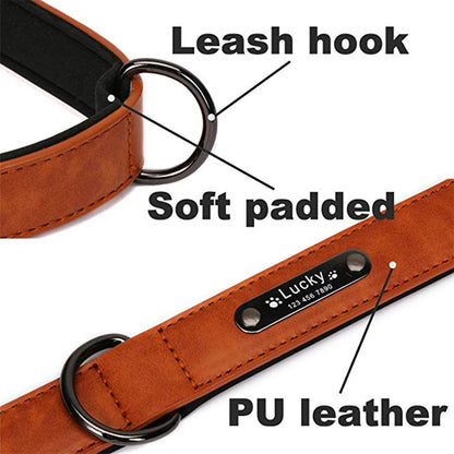 Custom Luxury Large Small Big Dog Collar Leather Personalized, Wide Leather Personalized Collar for Dogs Name Engraved