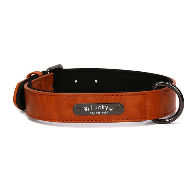 Custom Luxury Large Small Big Dog Collar Leather Personalized, Wide Leather Personalized Collar for Dogs Name Engraved