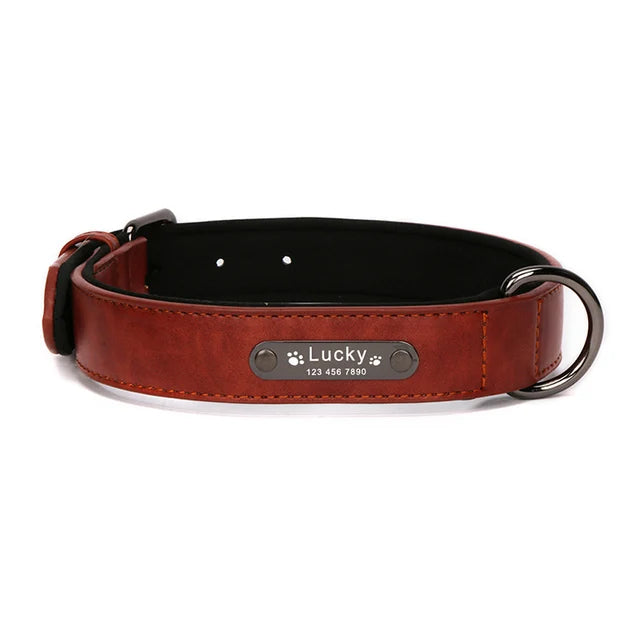 Custom Luxury Large Small Big Dog Collar Leather Personalized, Wide Leather Personalized Collar for Dogs Name Engraved