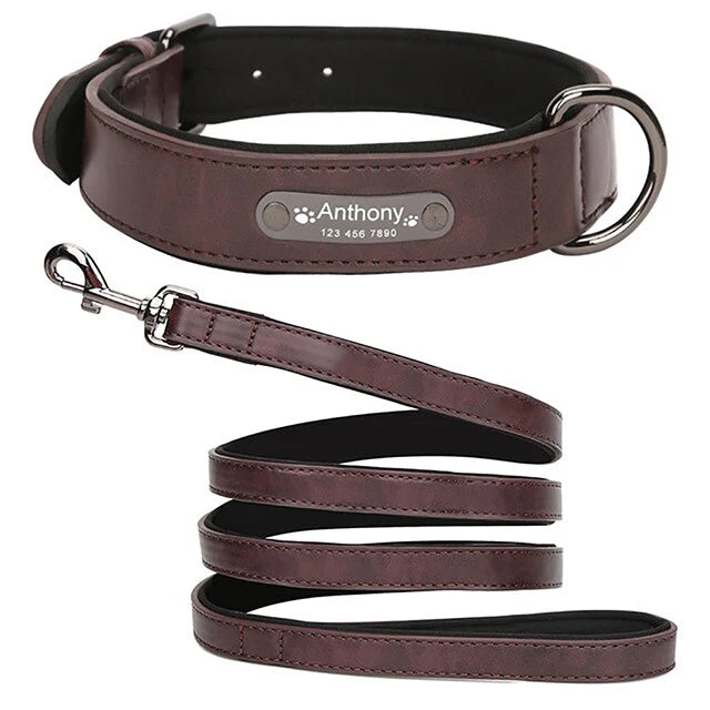 Custom Luxury Large Small Big Dog Collar Leather Personalized, Wide Leather Personalized Collar for Dogs Name Engraved