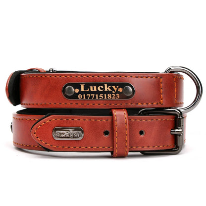 Custom Luxury Large Small Big Dog Collar Leather Personalized, Wide Leather Personalized Collar for Dogs Name Engraved