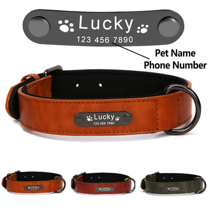 Custom Luxury Large Small Big Dog Collar Leather Personalized, Wide Leather Personalized Collar for Dogs Name Engraved