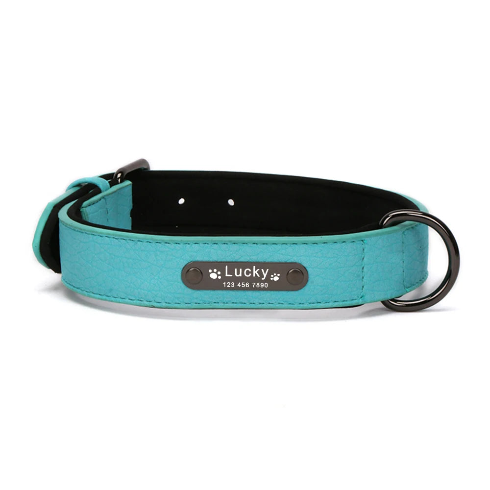 Custom Luxury Large Small Big Dog Collar Leather Personalized, Wide Leather Personalized Collar for Dogs Name Engraved