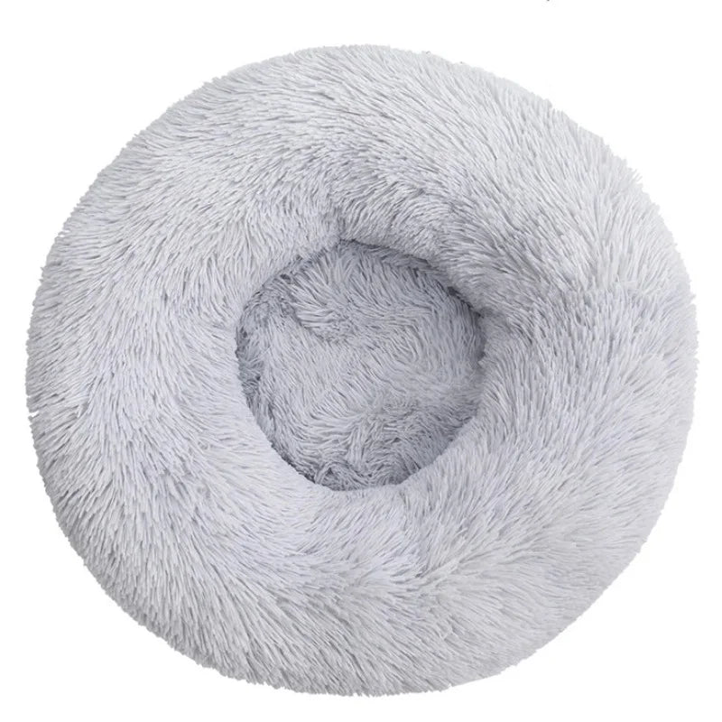 Round Pet Bed for Large Dog Bed Donut Long Plush Cat Bed for Medium Dog House Winter Warm Sleeping Pet Kennel Removable Dog Sofa