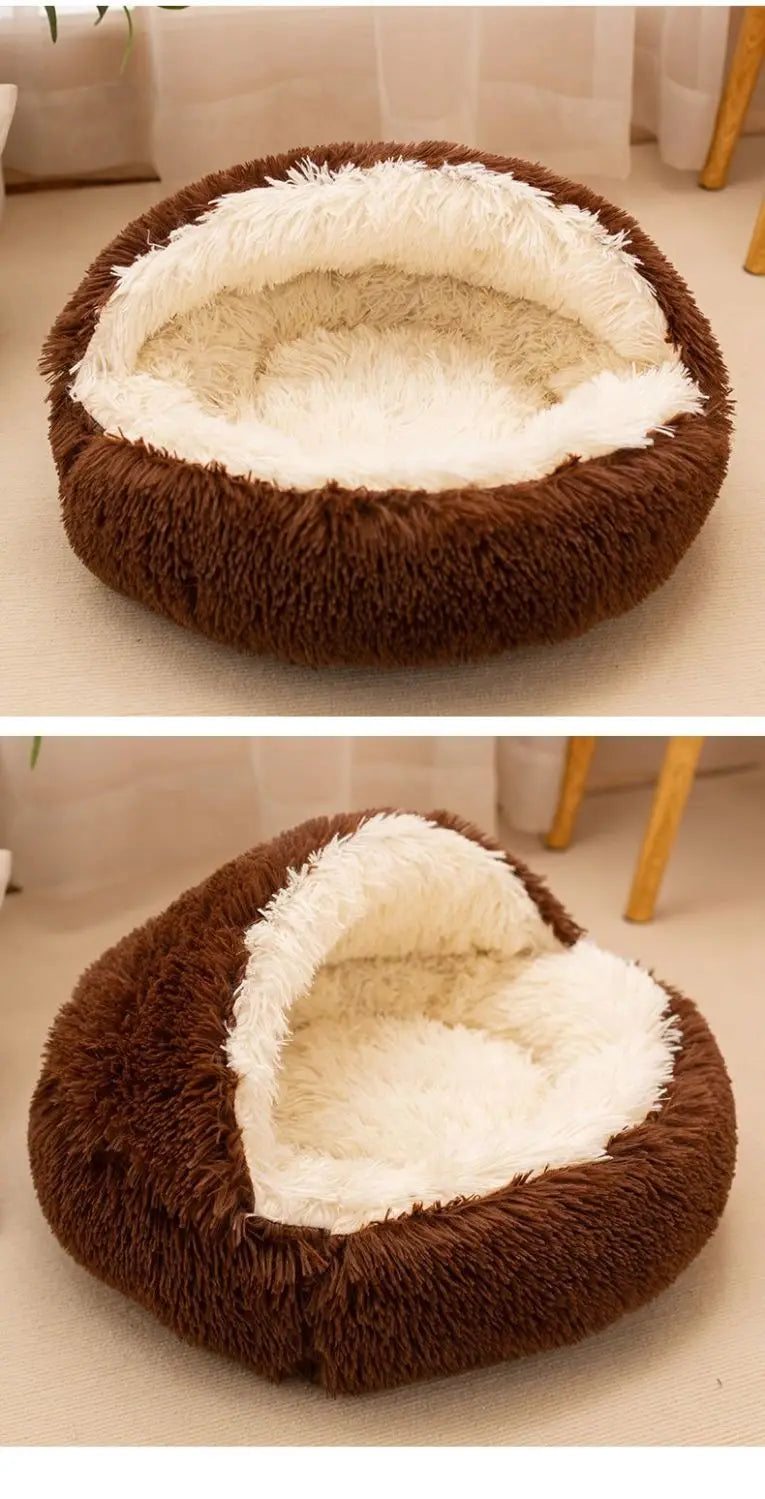 2 in 1 Soft Plush Pet Bed 50CM with Cover Round Cat Bed Pet Puppy Mattress Warm Cat Dog Sleeping Nest Cave for Small Dogs Mats