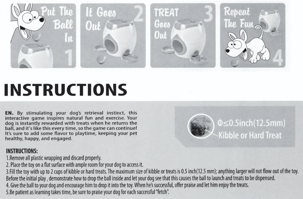 Dog Tennis Ball Treat Dispenser Smart Interactive Dog Toy with Reward System for Puppy Behavior Training Indoor Exercise