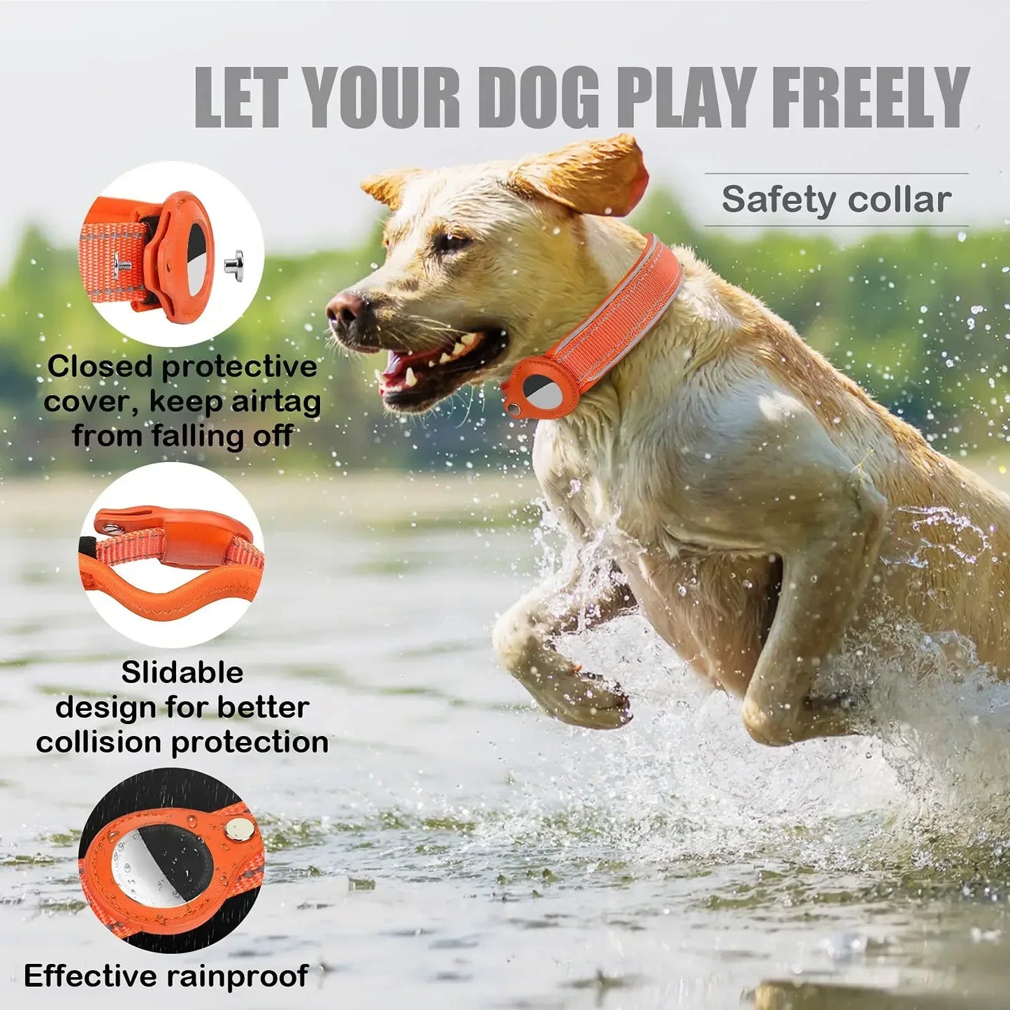 Waterproof GPS Dog Collar with AirTag Holder 🐕📍