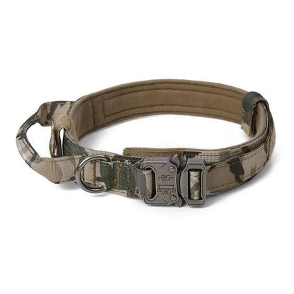 Military Tactical Dog Collar with Control Handle Adjustable Nylon Collar for Medium Large Dogs German Shepard Walking Training