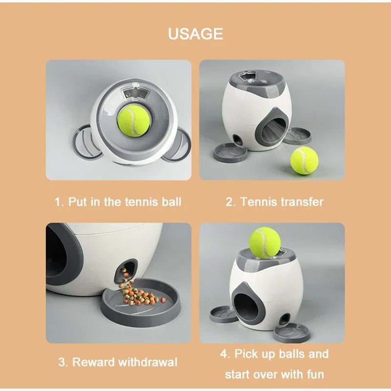 Dog Tennis Ball Treat Dispenser Smart Interactive Dog Toy with Reward System for Puppy Behavior Training Indoor Exercise
