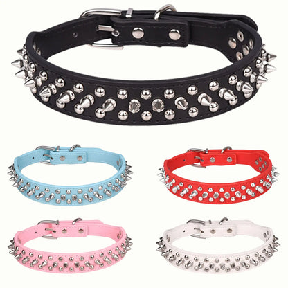 CP037--pet dog adjustable rivet collar,  anti-bite neck protect collar used of durable PU leather and rust resistant metal rivet