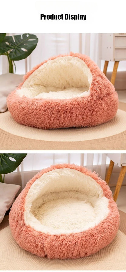 2 in 1 Soft Plush Pet Bed 50CM with Cover Round Cat Bed Pet Puppy Mattress Warm Cat Dog Sleeping Nest Cave for Small Dogs Mats