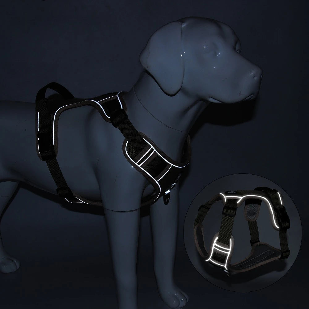 No Choke Dog Harness for Large Dogs No Pull Service Dog Vest with Reflective Strips and Control Handle Adjustable Comfortable