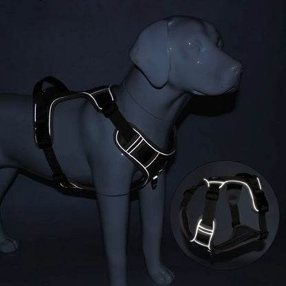 No Choke Dog Harness for Large Dogs No Pull Service Dog Vest with Reflective Strips and Control Handle Adjustable Comfortable