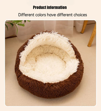 2 in 1 Soft Plush Pet Bed 50CM with Cover Round Cat Bed Pet Puppy Mattress Warm Cat Dog Sleeping Nest Cave for Small Dogs Mats