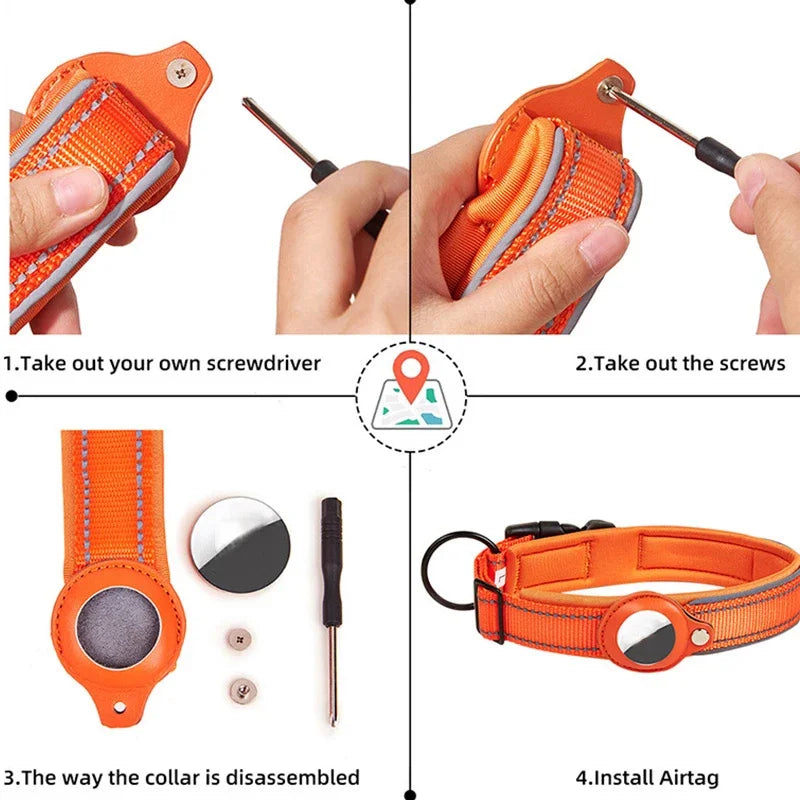 Waterproof GPS Dog Collar with AirTag Holder 🐕📍
