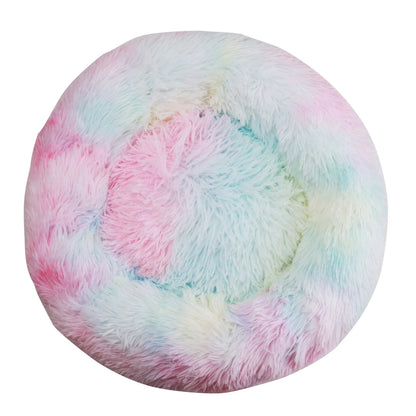 50cm Round Pet Bed Calming Dog & Cat Anti-Anxiety Donut Cuddler Round Cozy Ultra Kennel Washable Plush Cushion Winter Warm Sleep
