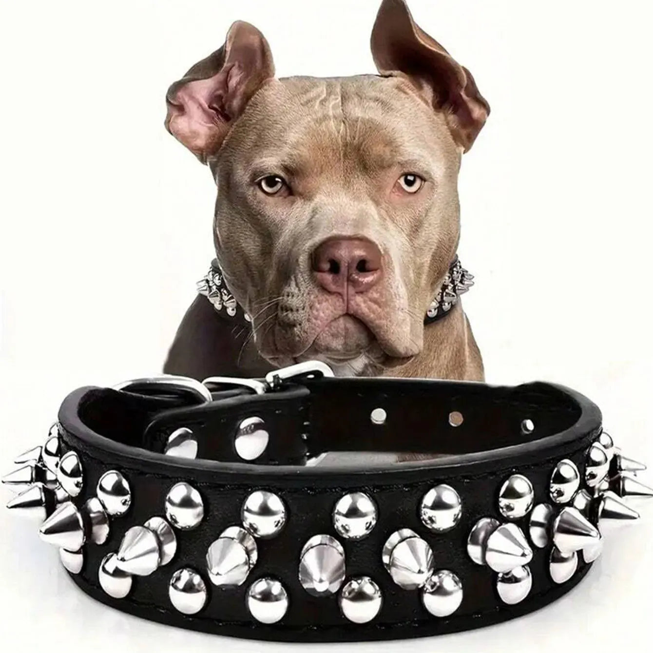 CP037--pet dog adjustable rivet collar,  anti-bite neck protect collar used of durable PU leather and rust resistant metal rivet