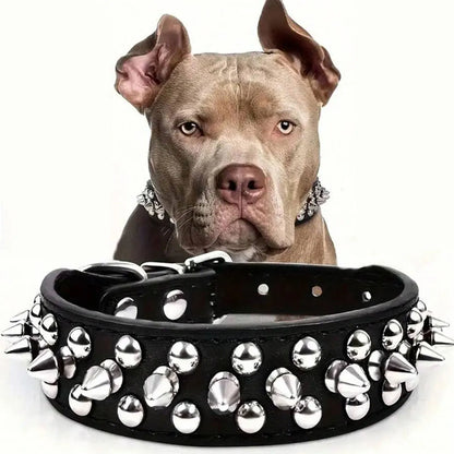 CP037--pet dog adjustable rivet collar,  anti-bite neck protect collar used of durable PU leather and rust resistant metal rivet