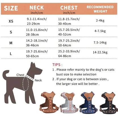 HP521-1--Classics Pet Dog Harness, Adjust with Durable Webbing, Anti-Deformation Alloy Ring, 4 Points Adjustable.