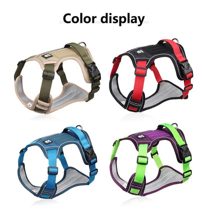 Medium Large Dog Harnesses Collar Labrador Army Reflective Adjustable Harness Oxford Cloth Pet Vest Training Hound Walk the Dog