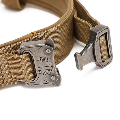 Strong Military Training Tactical Dog Collar with Control Handle and Heavy Quick-Release Metal Buckle for Medium Large Breed Dog