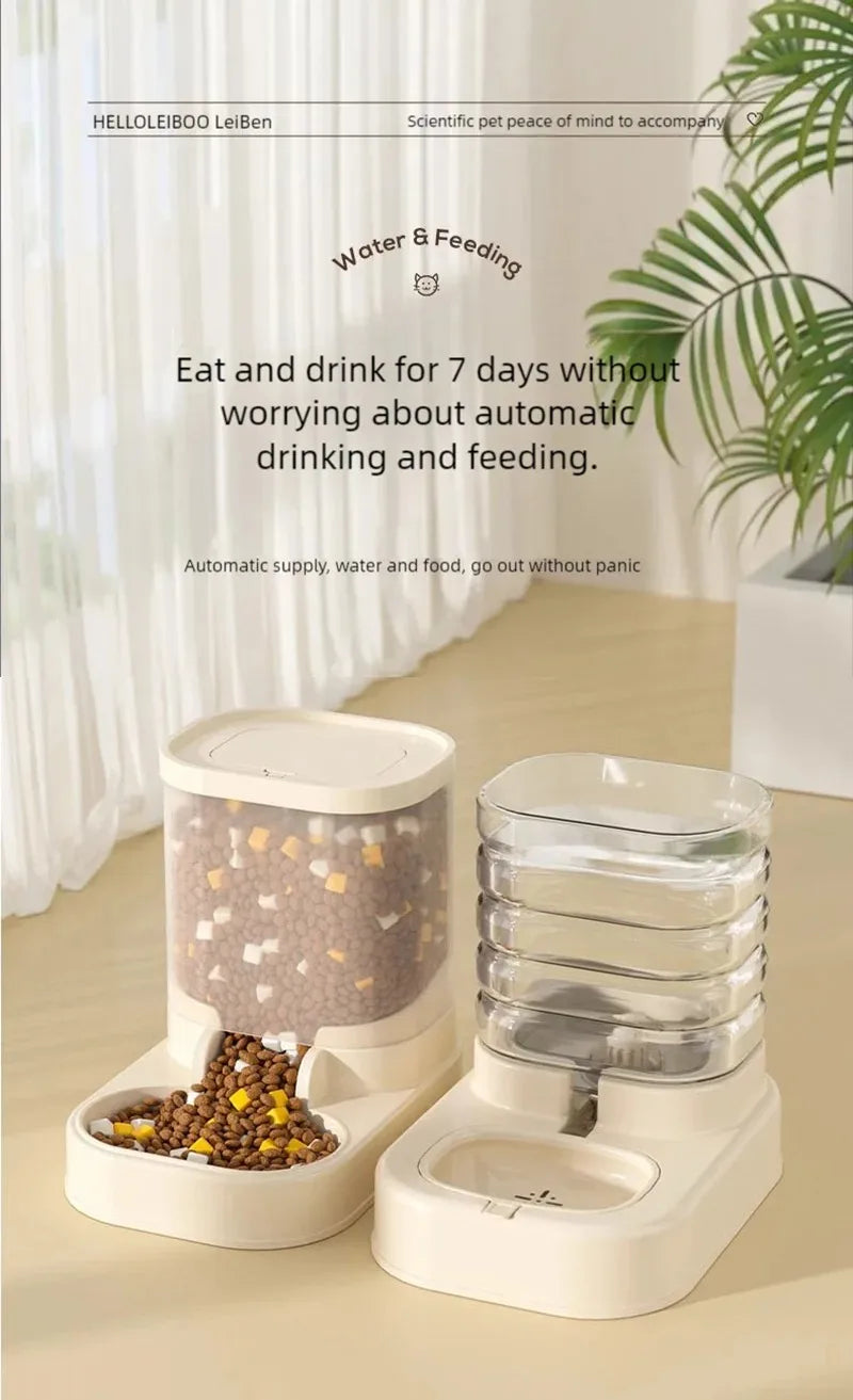 Gravity Pet Feeder and Water Dispenser Set Automatic Dog Feeder and Dog Water Dispenser for Dogs Cats Pets Animals Large Capaci