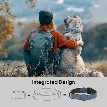 PU Leather Collar for Dogs Soft PU Leather Padded Dogs Collar With GPS Tracker Case Adjustable Small Medium Dogs Collars