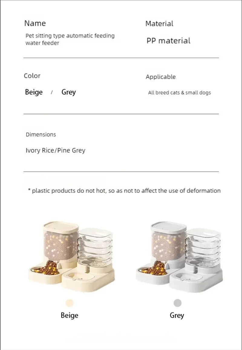 Gravity Pet Feeder and Water Dispenser Set Automatic Dog Feeder and Dog Water Dispenser for Dogs Cats Pets Animals Large Capaci