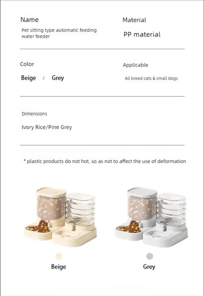 Gravity Pet Feeder and Water Dispenser Set Automatic Dog Feeder and Dog Water Dispenser for Dogs Cats Pets Animals Large Capaci