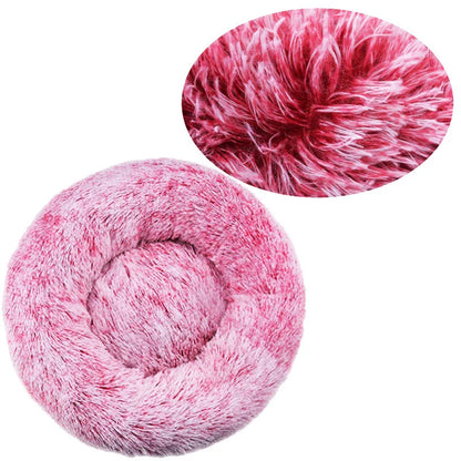 Round Pet Bed for Large Dog Bed Donut Long Plush Cat Bed for Medium Dog House Winter Warm Sleeping Pet Kennel Removable Dog Sofa