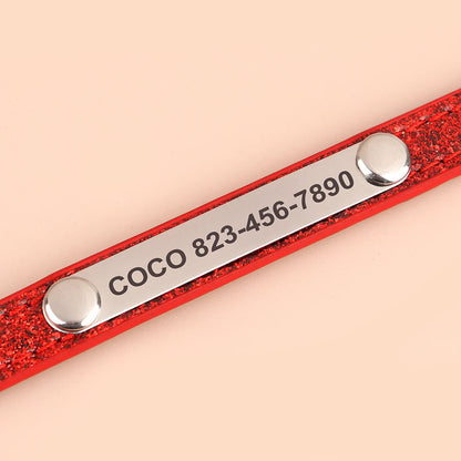 Personalized Cat Collar Custom Leather Cat Collars Free Engraved Puppy Kitten ID Necklace Bling Pet Collars for Small Dogs Cats