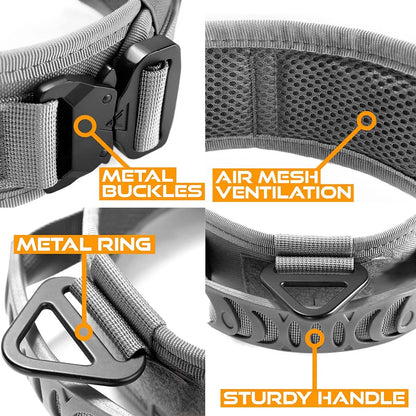 Military-Grade Tactical Dog Collar with Handle Heavy Duty Collar for Medium and Large Dogs Provides Ultimate Control
