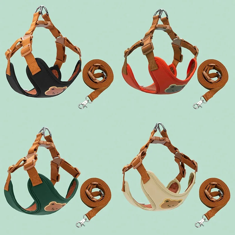 Pet Dog Harness Leash Set Small Medium Dog Cat Vest Breathable Puppy Chest Strap French Bulldog Chihuahua Harness Pet Supplies