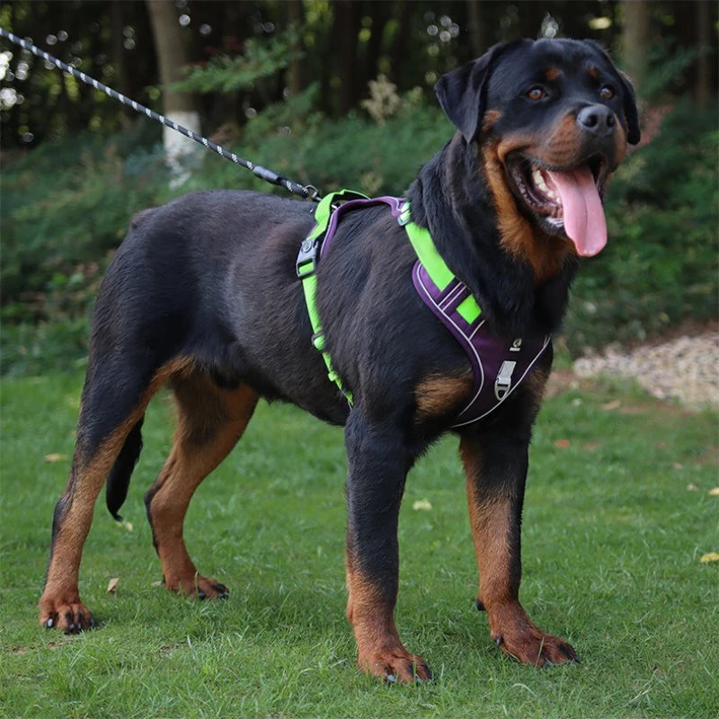 No Choke Dog Harness for Large Dogs No Pull Service Dog Vest with Reflective Strips and Control Handle Adjustable Comfortable