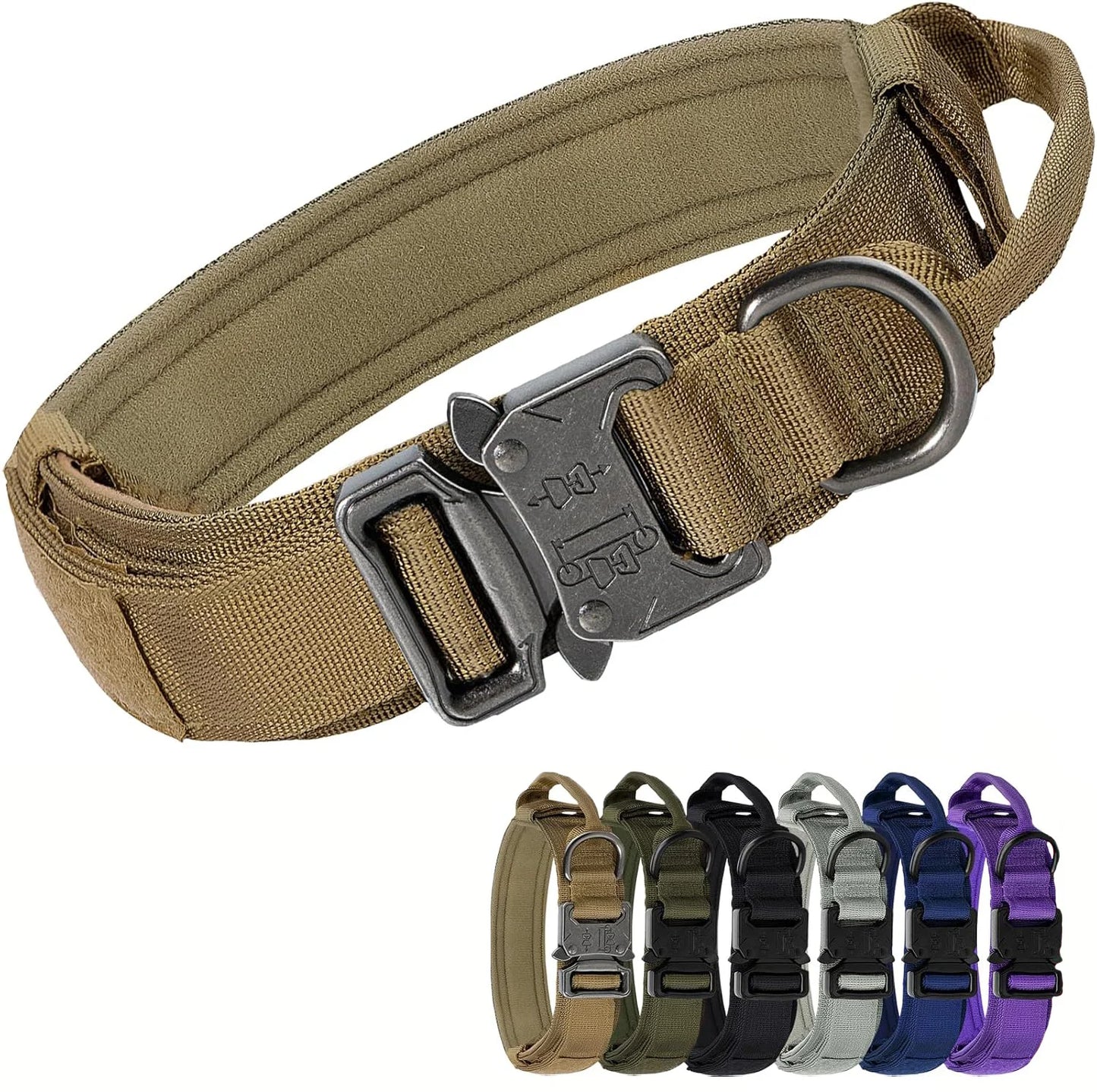 Strong Military Training Tactical Dog Collar with Control Handle and Heavy Quick-Release Metal Buckle for Medium Large Breed Dog