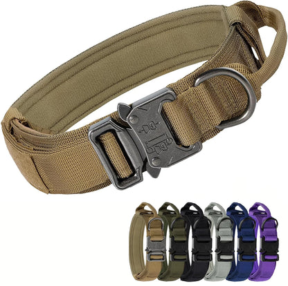 Strong Military Training Tactical Dog Collar with Control Handle and Heavy Quick-Release Metal Buckle for Medium Large Breed Dog
