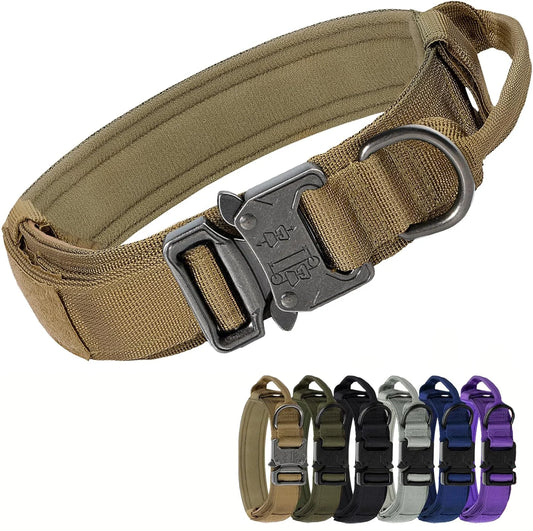 Strong Military Training Tactical Dog Collar with Control Handle and Heavy Quick-Release Metal Buckle for Medium Large Breed Dog