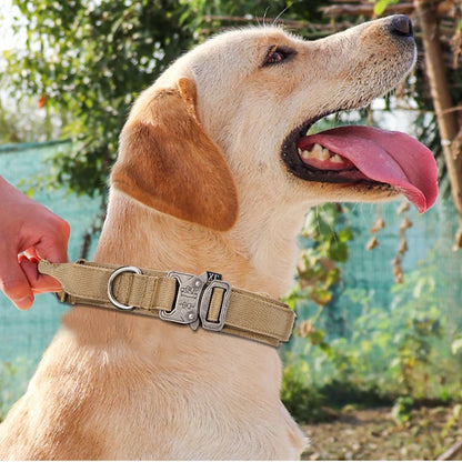 Strong Military Training Tactical Dog Collar with Control Handle and Heavy Quick-Release Metal Buckle for Medium Large Breed Dog