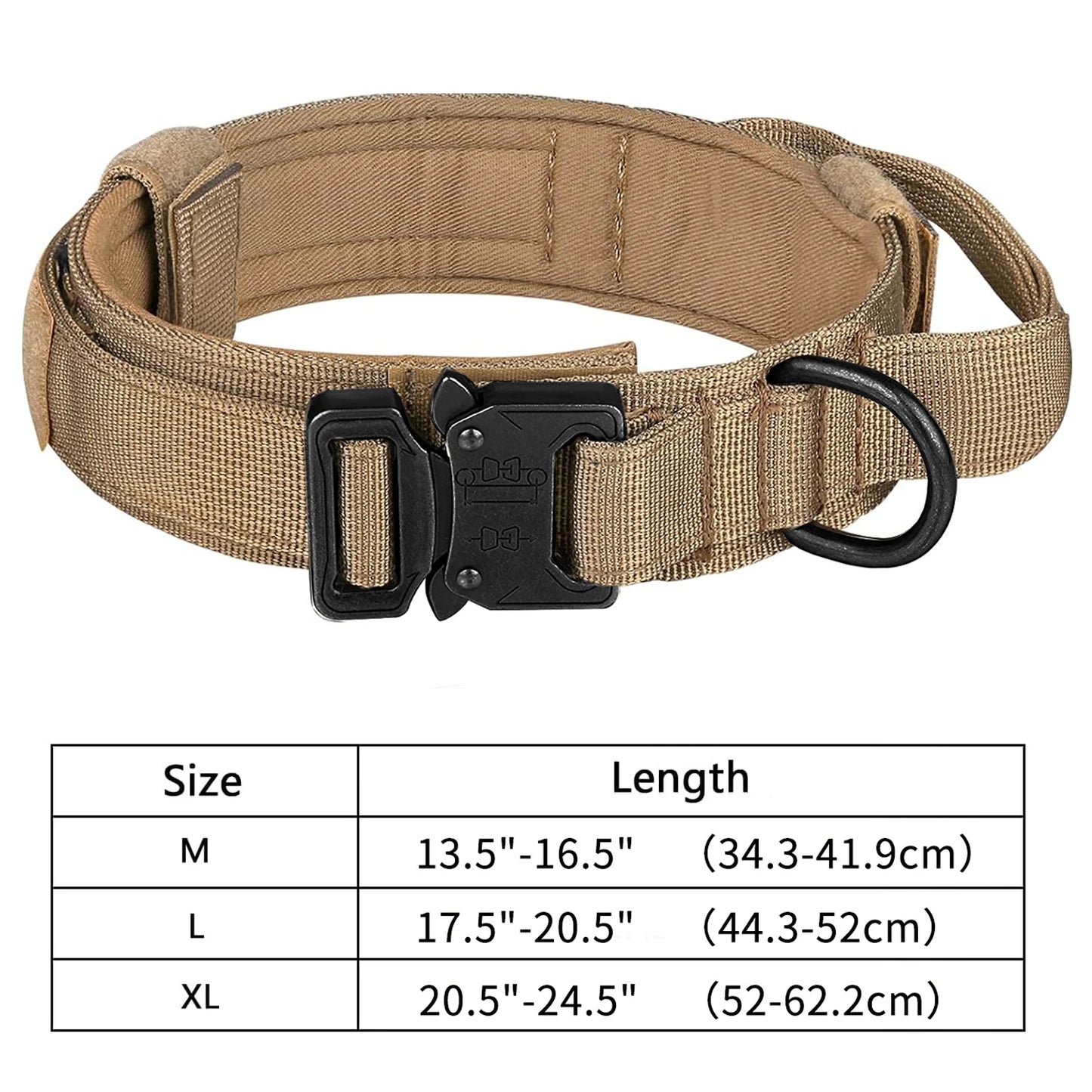 Tactical Dog Collar, Suitable for Medium to Large Dogs. Adjustable Military Training Nylon Dog Collar with Control Handle and Heavy Metal Buckle