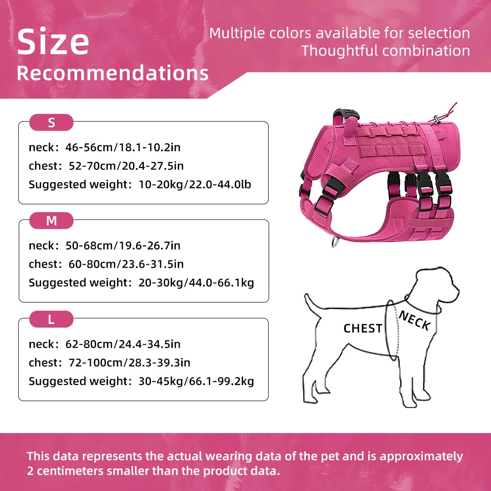 Tactical Dog Harness for Large Dogs, Heavy Duty No Pull Dog Harness with Handle