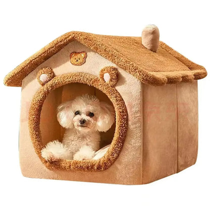 Indoor Warm Dog House Soft Pet Bed Tent House Dog Kennel Cat Bed Removable and Washable Cushion Suitable Four Season Universal