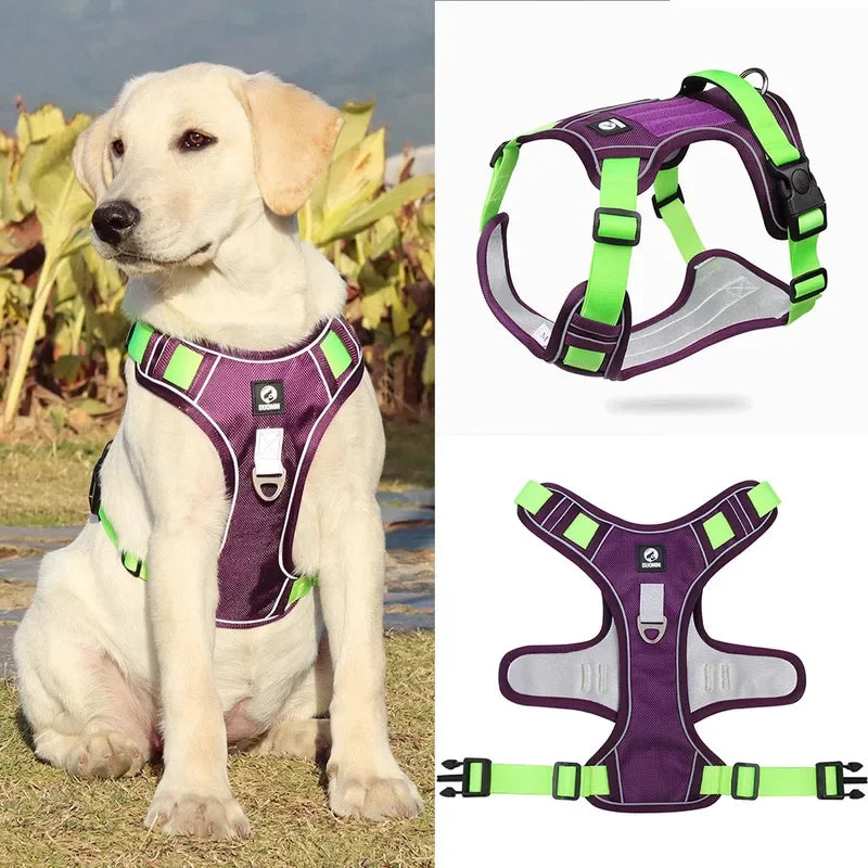 No Choke Dog Harness for Large Dogs No Pull Service Dog Vest with Reflective Strips and Control Handle Adjustable Comfortable