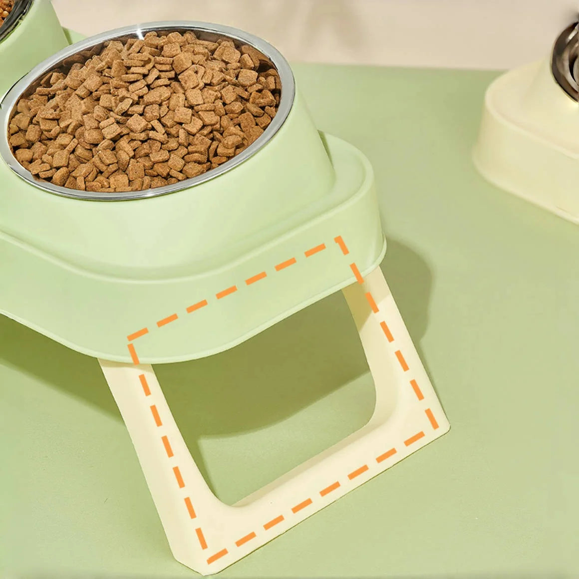 15° Elevated Pet Feeder: Portable Foldable Dual Stainless Steel Bowls with Non-Slip Base - Neck Support for Cats and Dogs