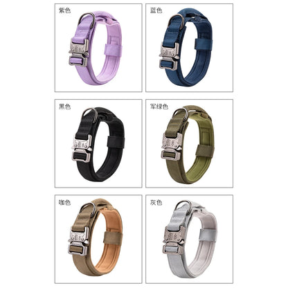 Strong Military Training Tactical Dog Collar with Control Handle and Heavy Quick-Release Metal Buckle for Medium Large Breed Dog