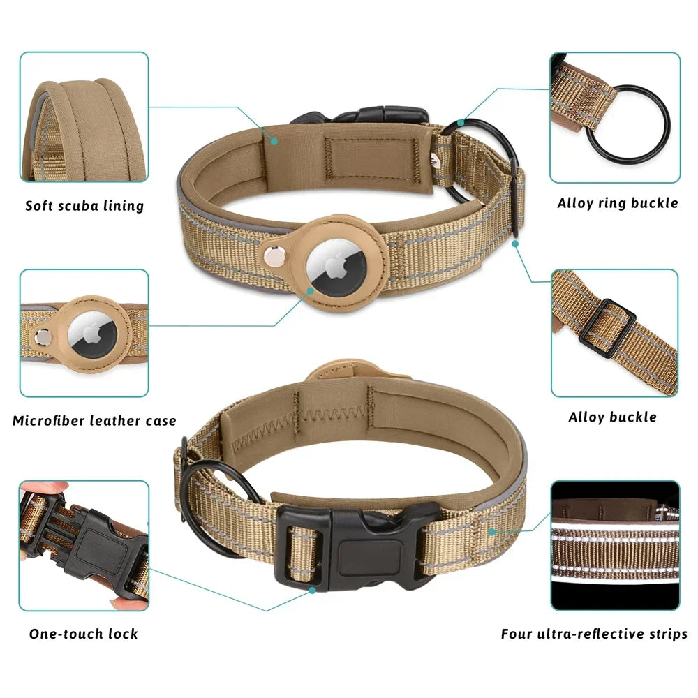 Waterproof GPS Dog Collar with AirTag Holder 🐕📍