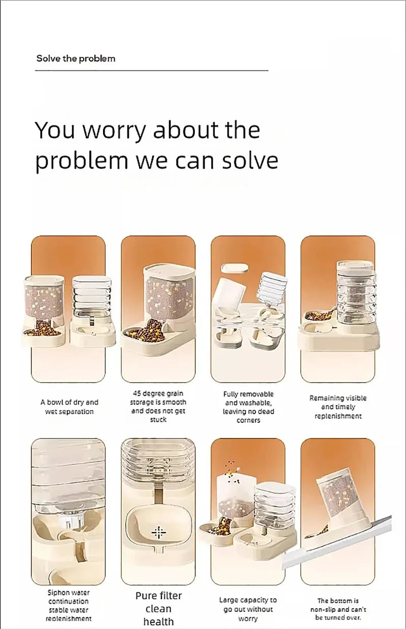 Gravity Pet Feeder and Water Dispenser Set Automatic Dog Feeder and Dog Water Dispenser for Dogs Cats Pets Animals Large Capaci