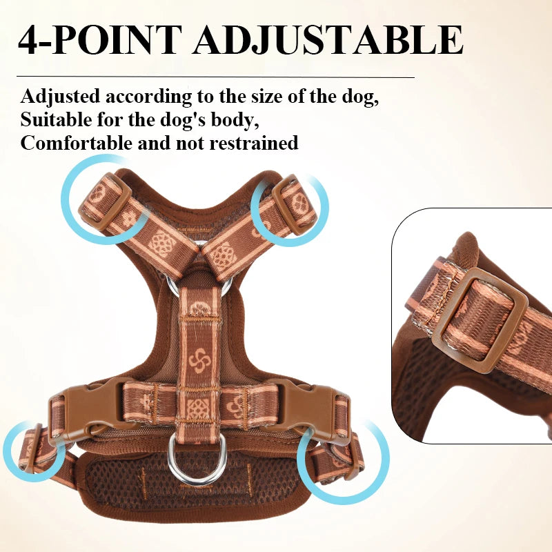 HP521-1--Classics Pet Dog Harness, Adjust with Durable Webbing, Anti-Deformation Alloy Ring, 4 Points Adjustable.