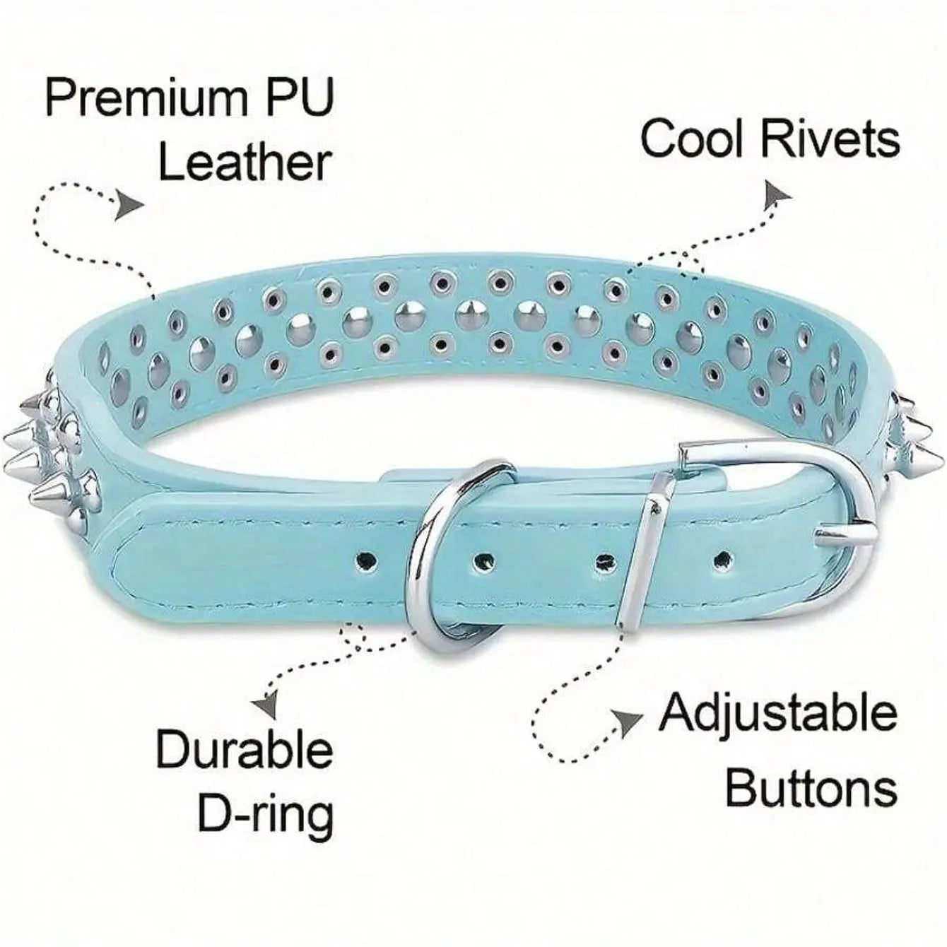 CP037--pet dog adjustable rivet collar,  anti-bite neck protect collar used of durable PU leather and rust resistant metal rivet